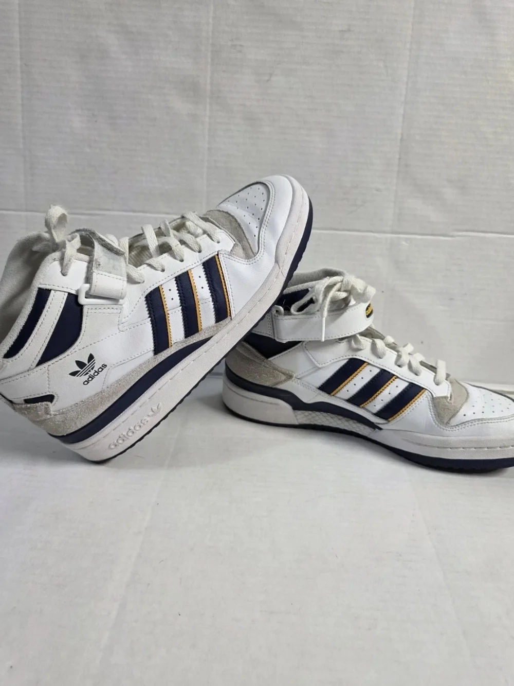 Adidas Forum Mid High Top Sneakers Women's Size 11 White Navy Yellow GW4372